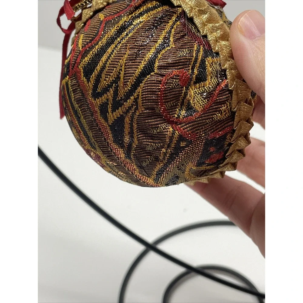 Vintage Gold Floral Red‎ Black Christmas Ornament Abstract Handmade Bows Read